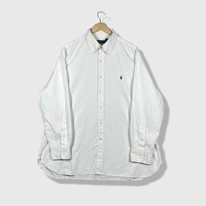 Ralph Lauren Button Down Shirt Mens 18 34/35 White Classic Preppy Business